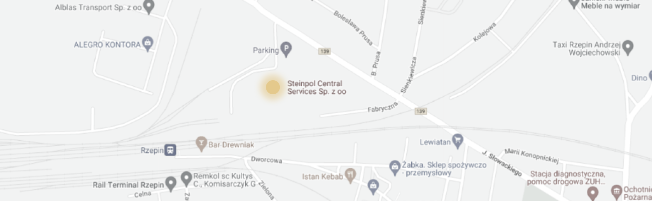 Lokalizacja Steinpol Central Services Sp. z o.o. ul. Fabryczna 13
69-100 Rzepin